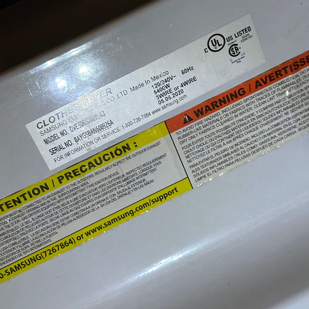 A local customer in Katy, TX, contacted us after noticing their Samsung dryer was running through full cycles but producing no heat.